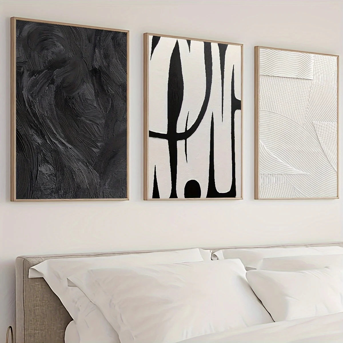3PCS Black White Abstract Canvas Set