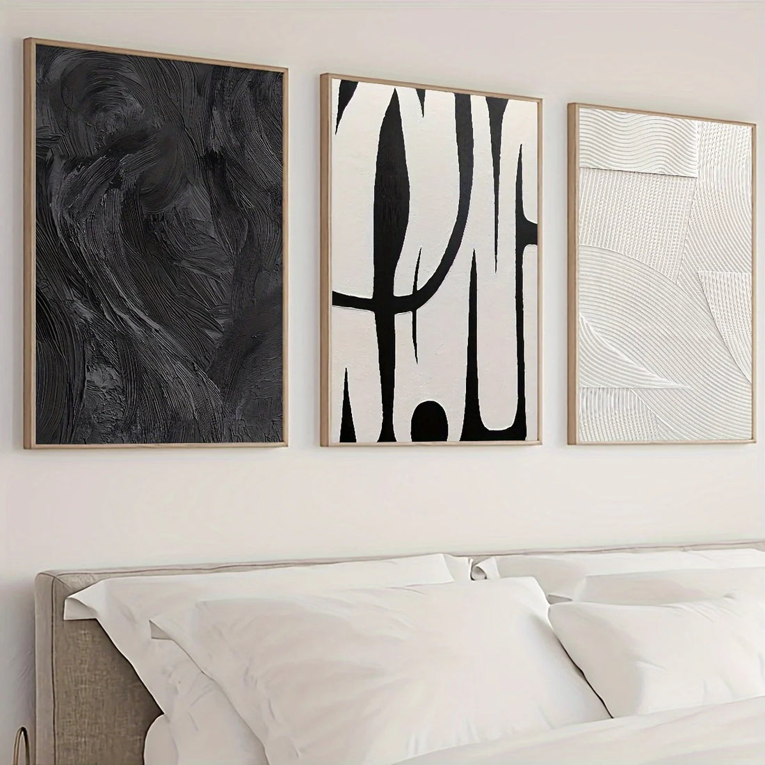 3PCS Black White Abstract Canvas Set