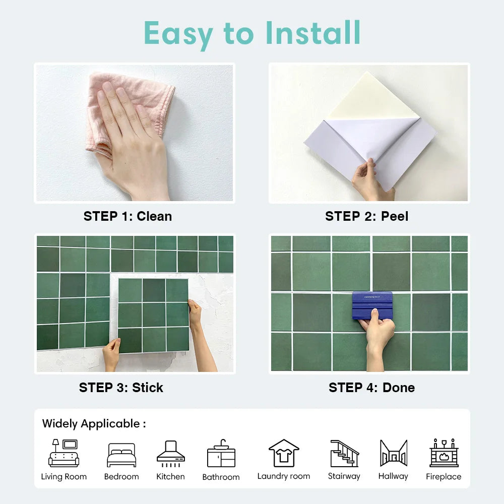 10PCS PVC Square Peel & Stick Wall Panels