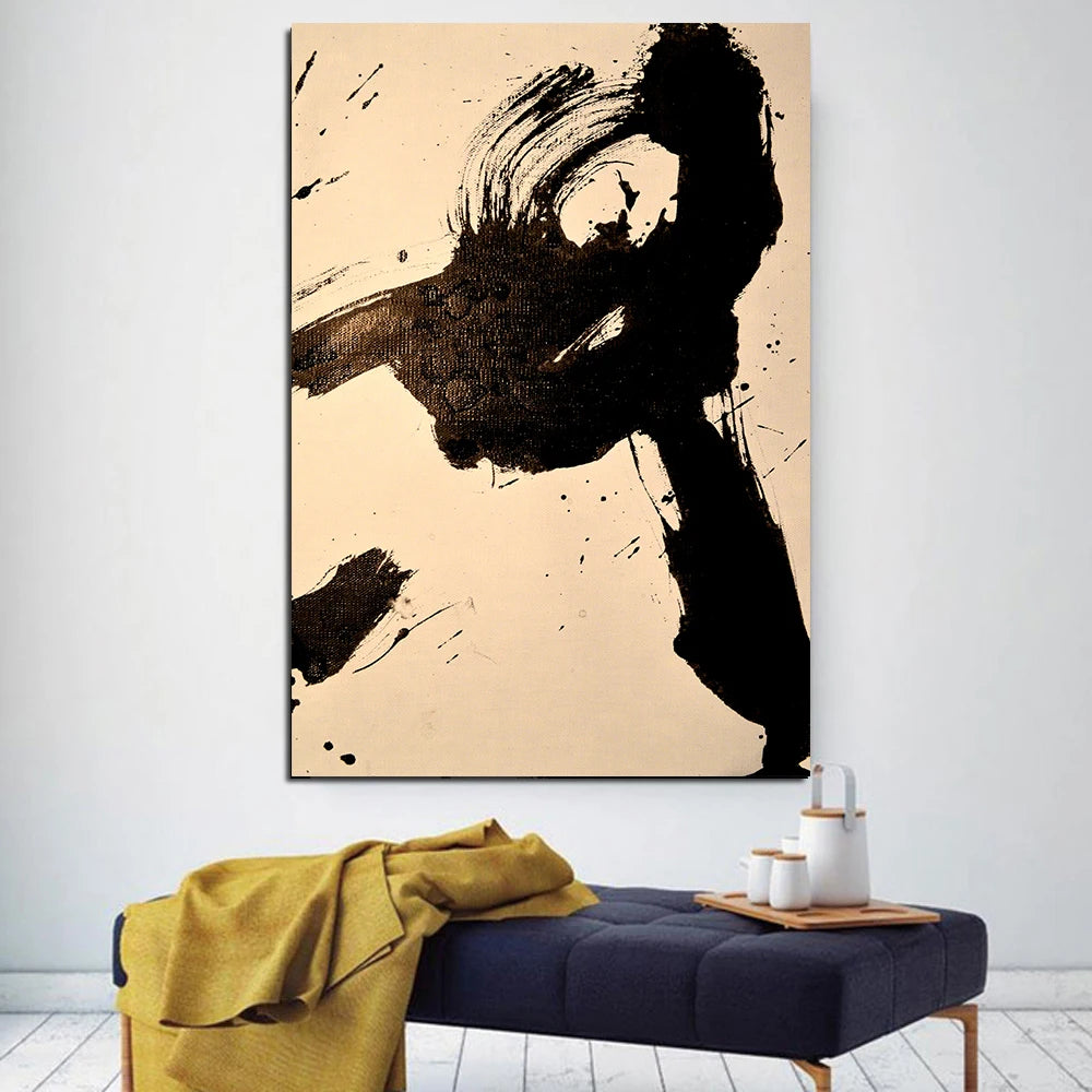 Modern Black & White Plant Canvas Poster