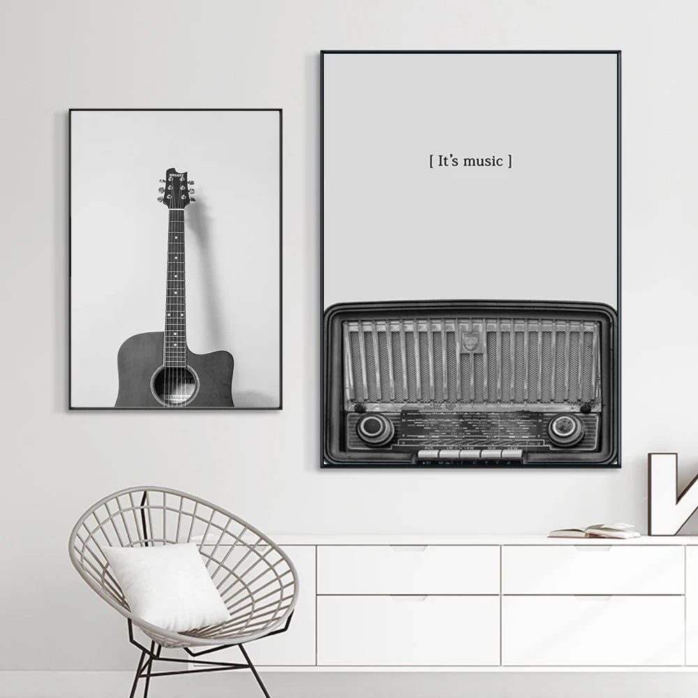 Black & White Music Records Canvas Poster
