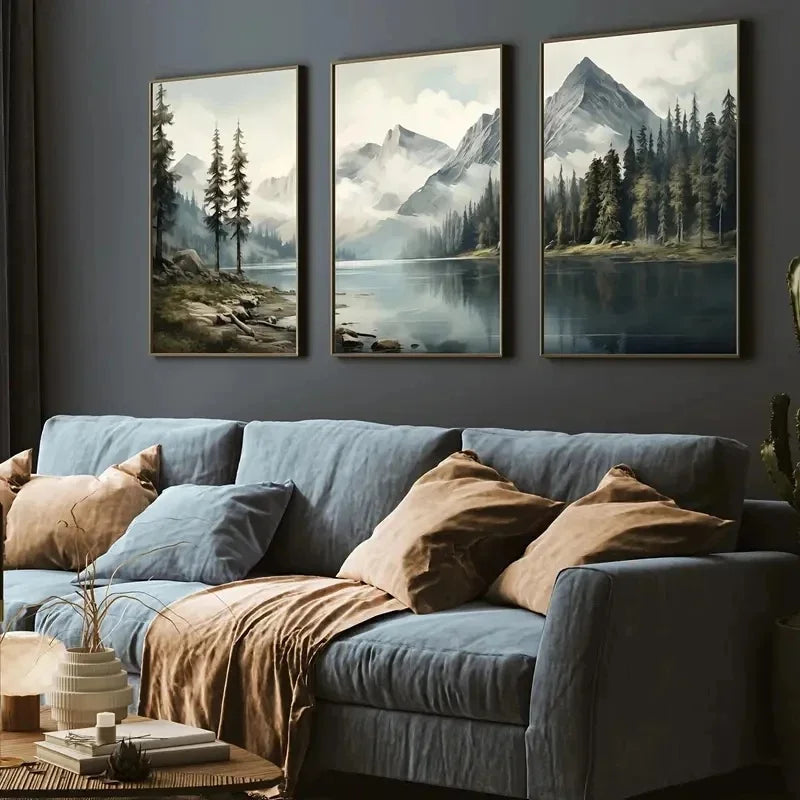 Green Mountain Lake 3-Piece Canvas Set
