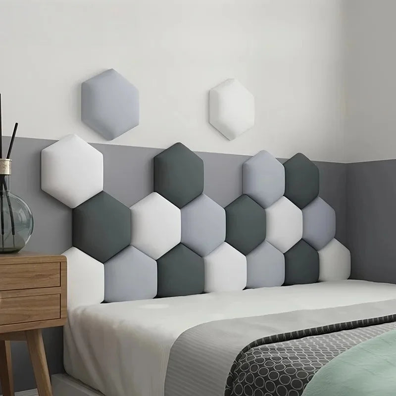 Hexagonal 3D Leather Wall Panel – Self-Adhesive