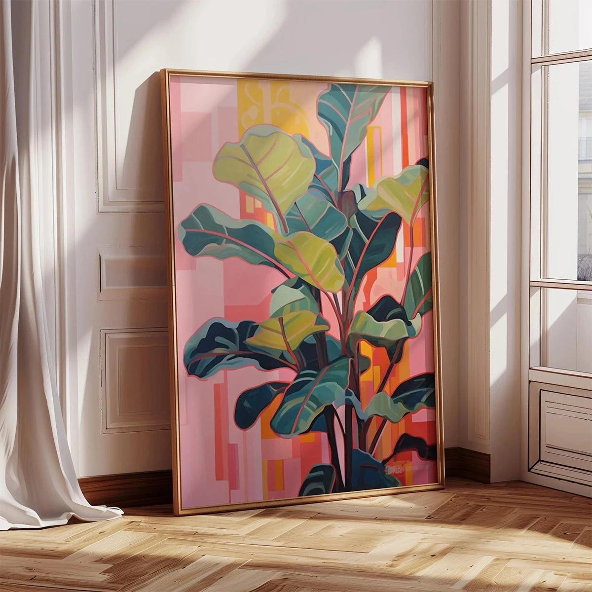 2Pcs Boho Pink Palm Canvas Art Set