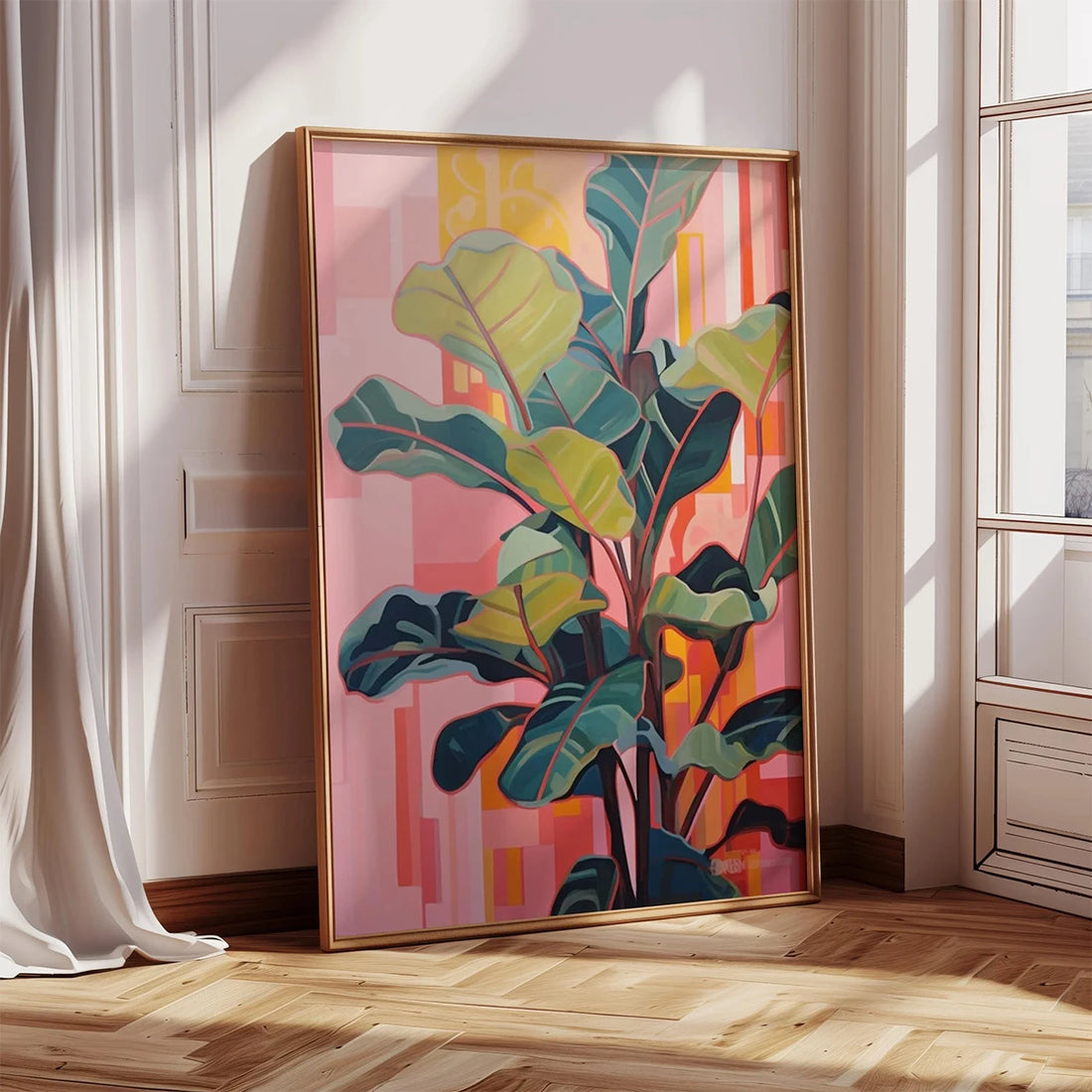 2Pcs Boho Pink Palm Canvas Art Set