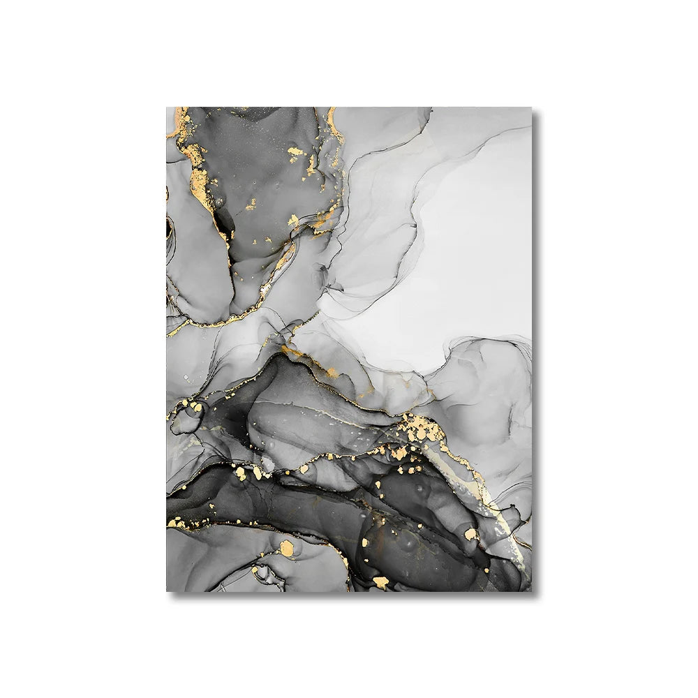 Black & White Gold Marble Canvas Art
