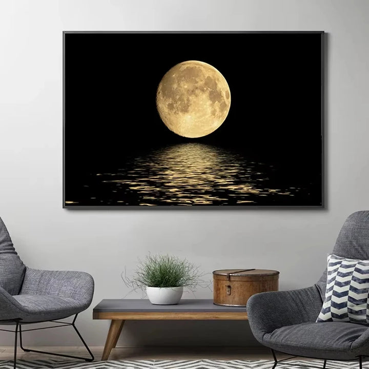 Abstract Black & White Moon Canvas Print