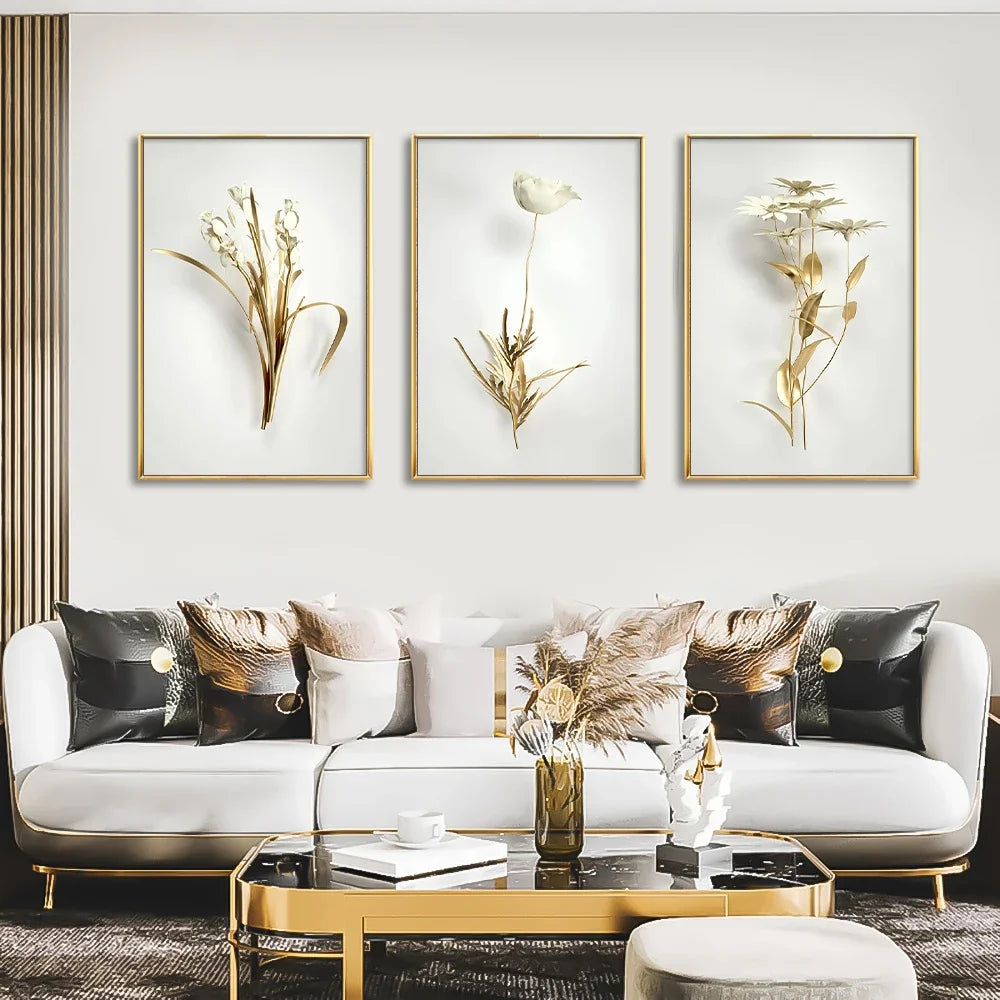 Scandinavian Gold Botanical Wall Art