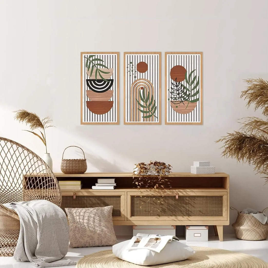 3Pcs Bohemian Wooden Wall Art