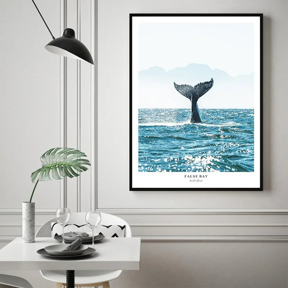 Blue Whale Tail Minimal Canvas Poster