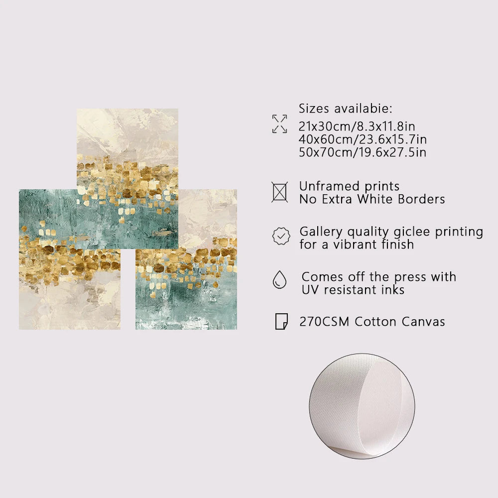 Blue & Gold Abstract Canvas Poster