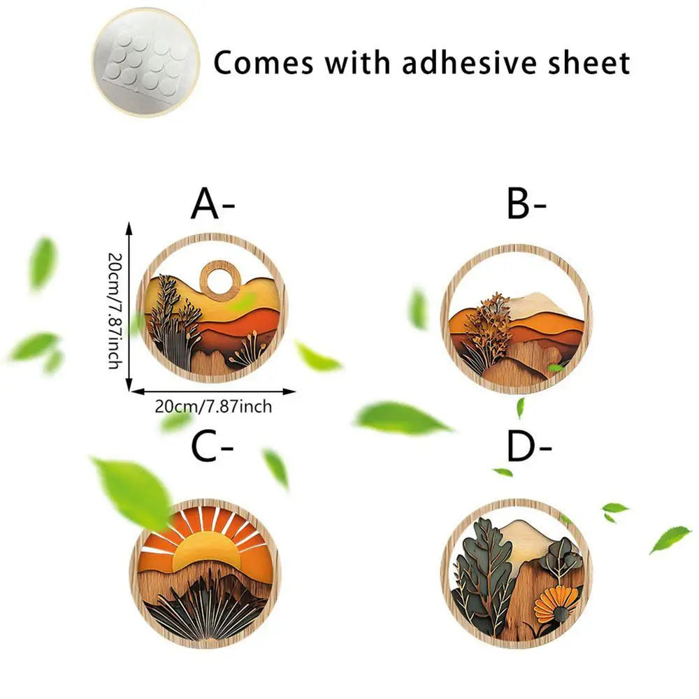 4Pcs Bohemian Wooden Wall Art Set