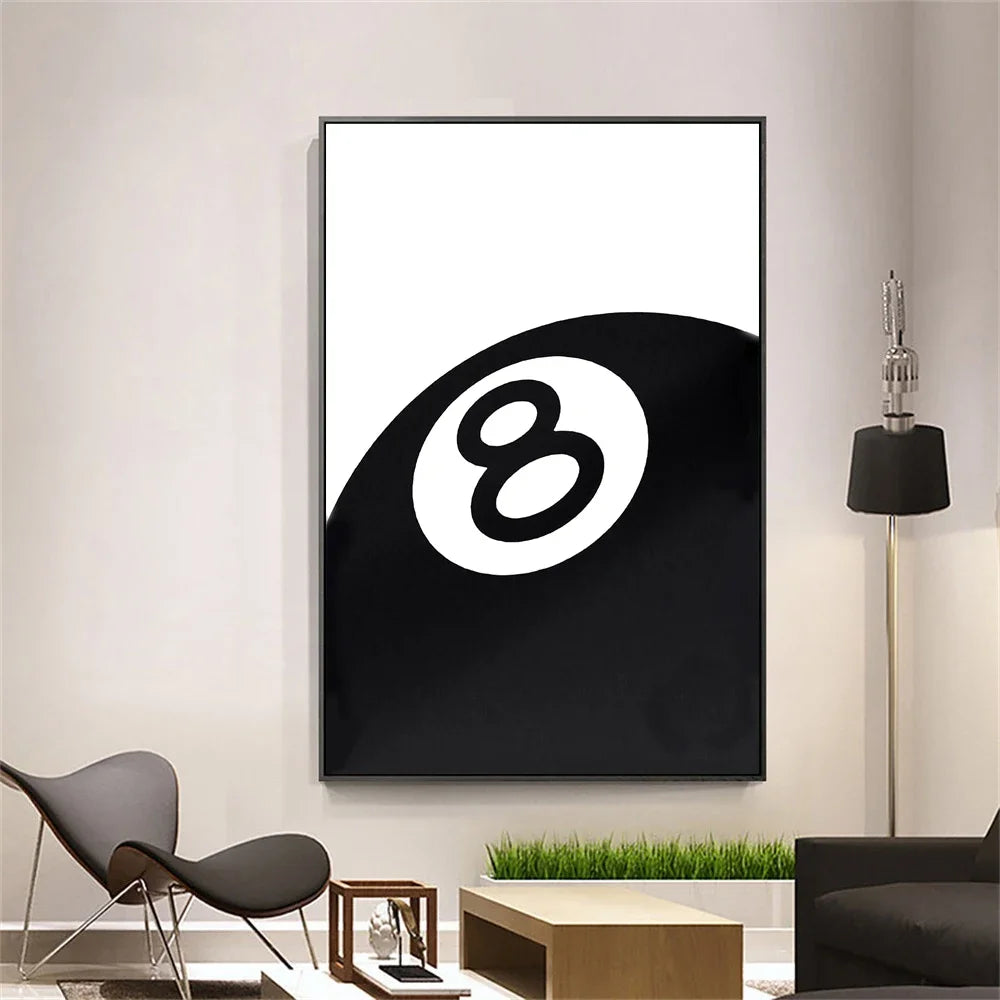 Black White No.8 Ball Canvas Art