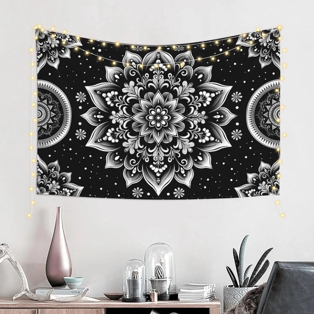 Black & Gold Mandala Wall Tapestry