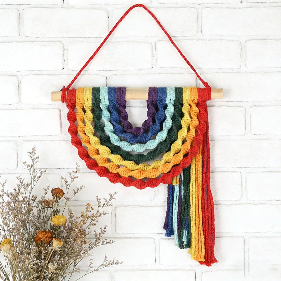 Handmade Macrame Rainbow Wall Hanging