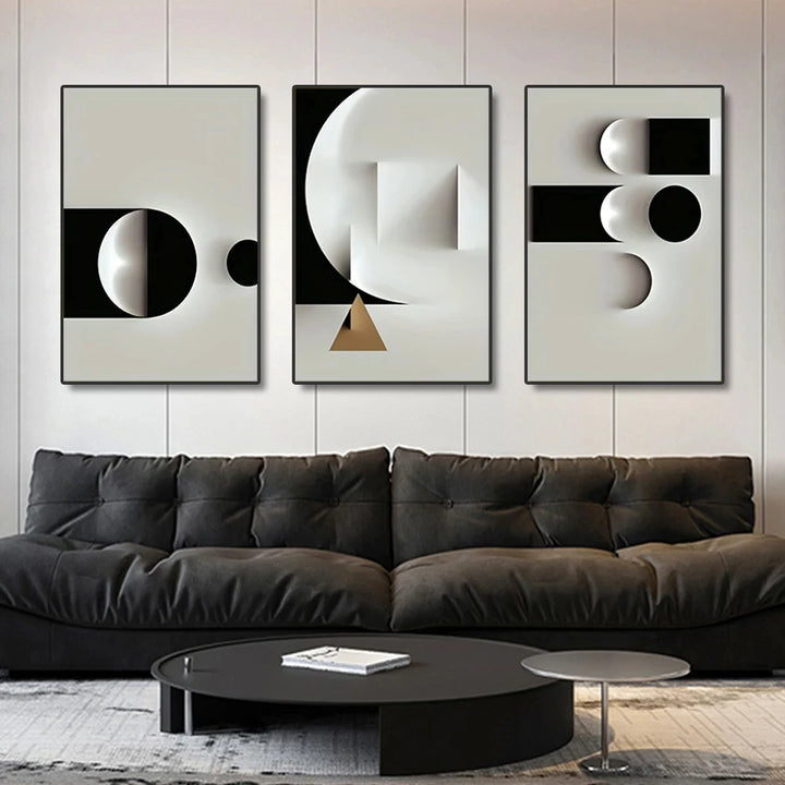 Black & White Geometric Abstract Canvas Poster