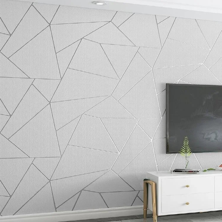 Grey White Blue Geometric 3D Wallpaper