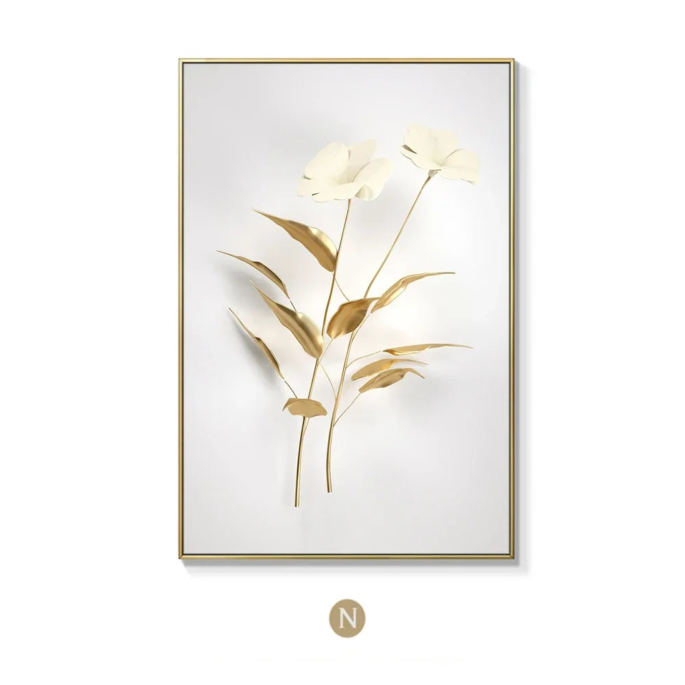 Scandinavian Gold Botanical Wall Art
