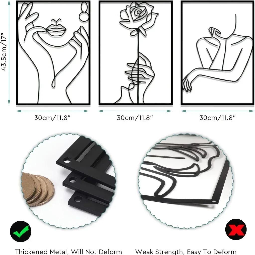 Modern Female Silhouette Metal Wall Art