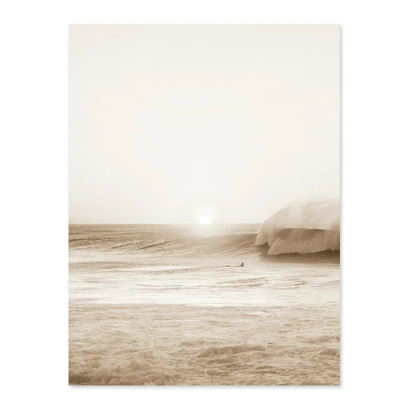 Beige Abstract Line Art Canvas Print