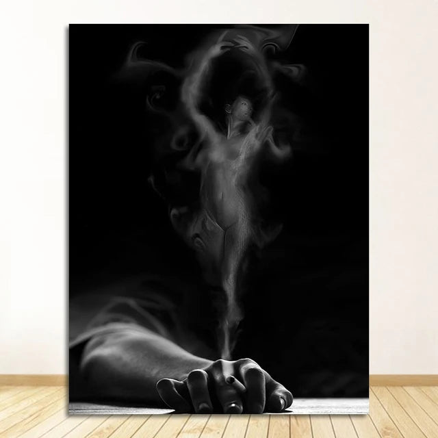 Nordic Girl Black & White Canvas Poster