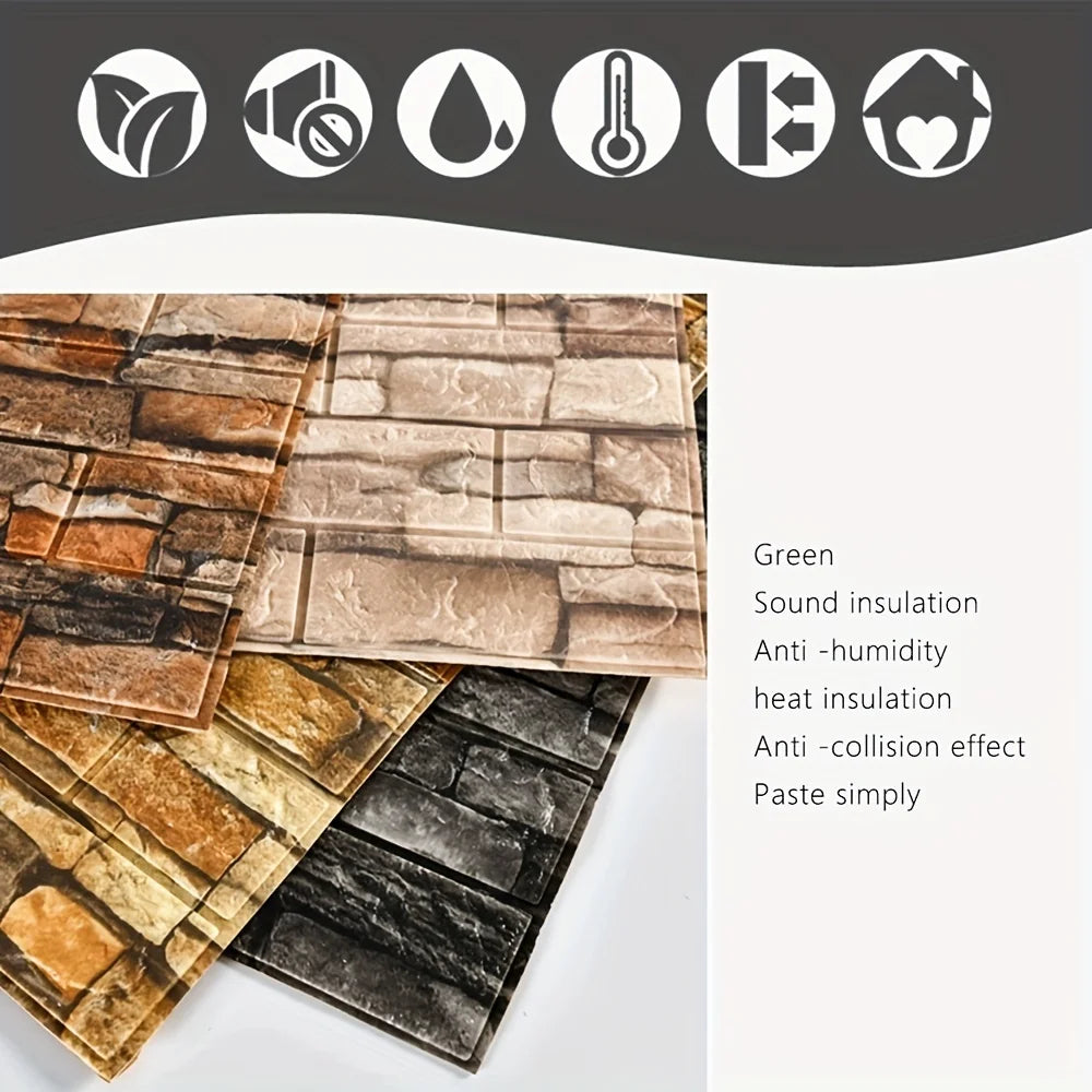 70×100 cm 3D Brick Foam Wall Sticker