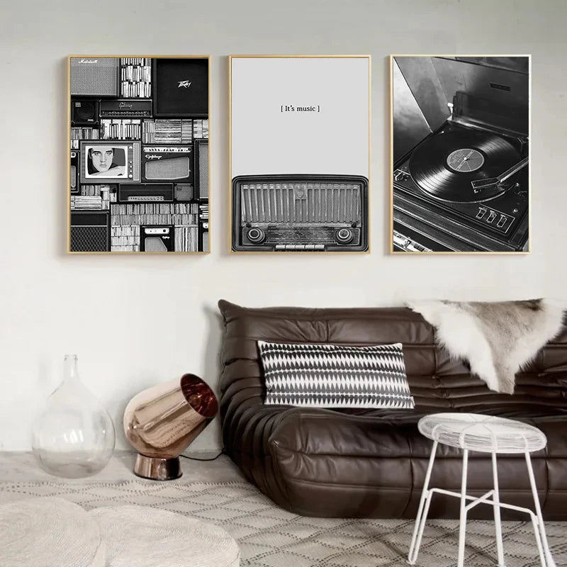 Black & White Music Records Canvas Poster