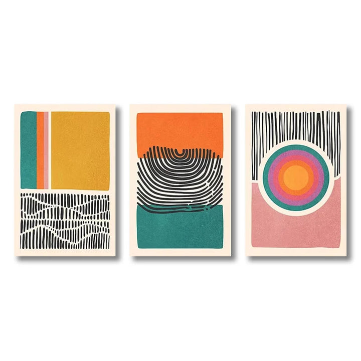 Set of 3 Color Block Abstract Wall Art
