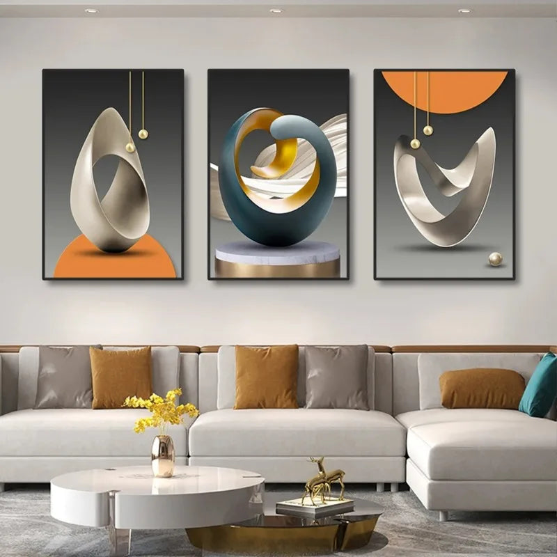 3Pcs Geometric Abstract Canvas Art