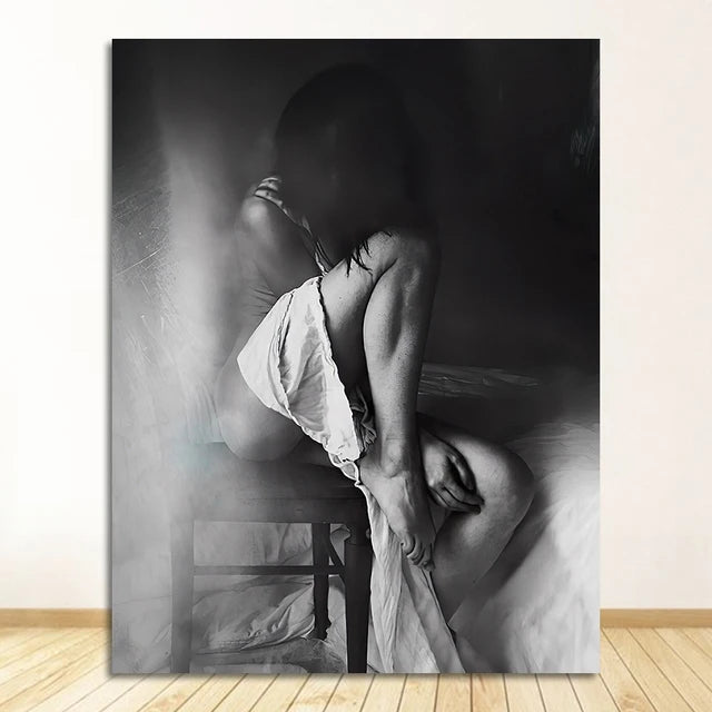 Nordic Girl Black & White Canvas Poster