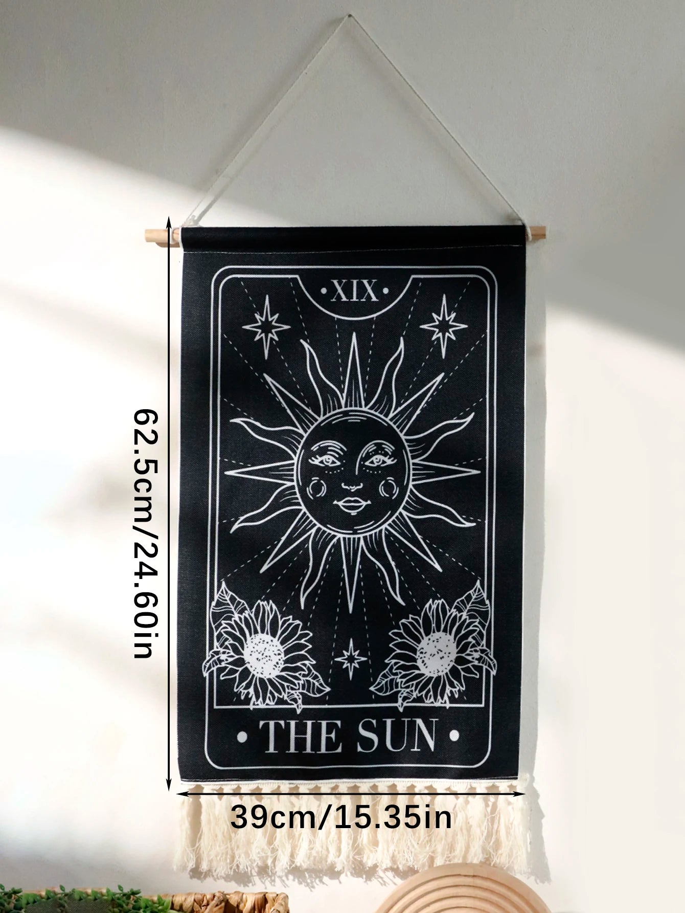 Black Sun & Moon Boho Wall Tapestry