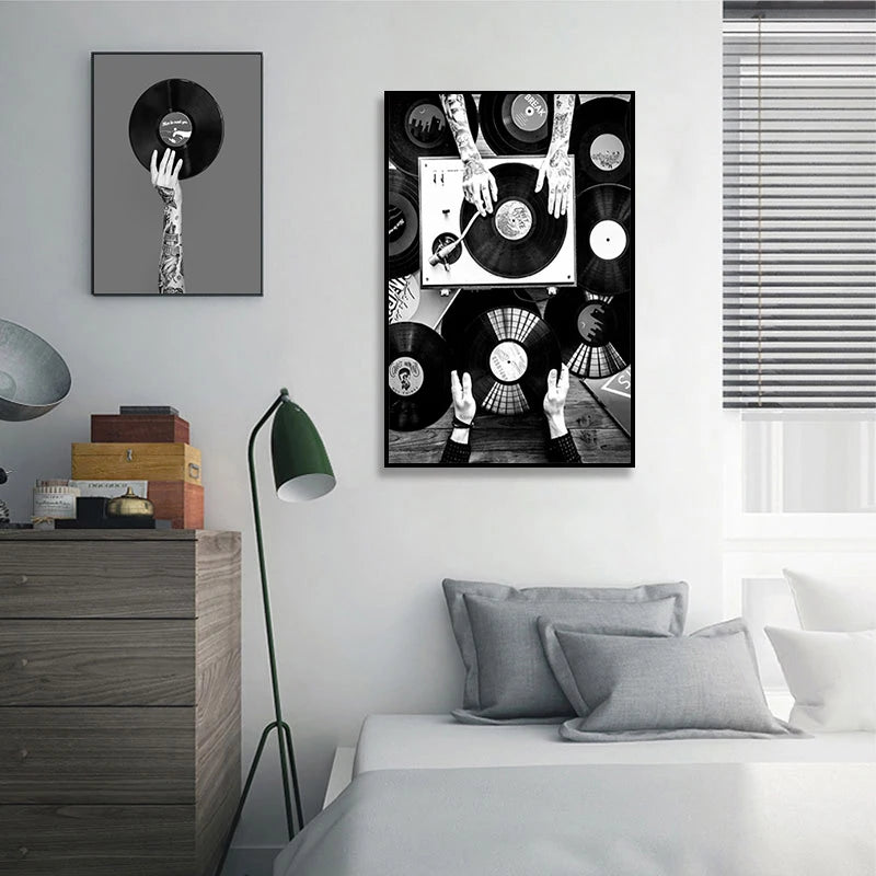 Black & White Music Records Canvas Poster