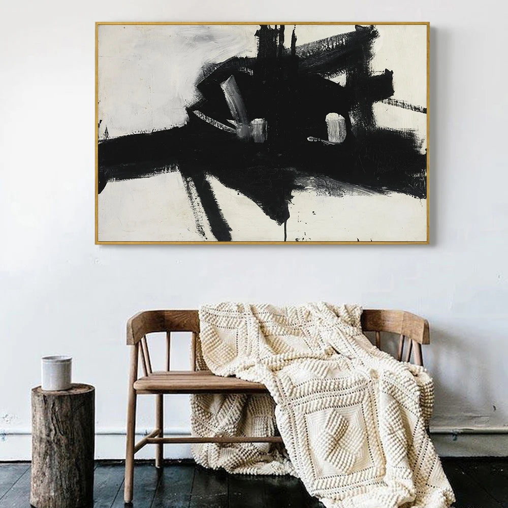 Modern Black & White Plant Canvas Poster