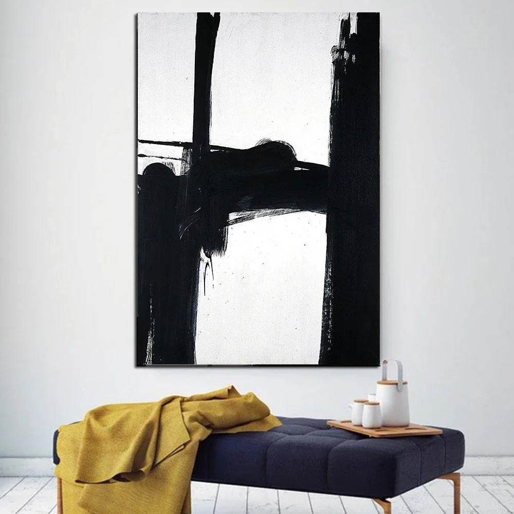 Modern Black & White Plant Canvas Poster