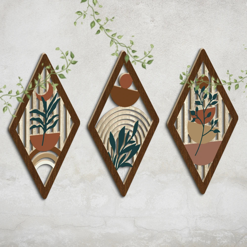 Putuo Decor 3pc Boho Wooden Wall Signs