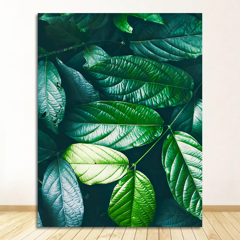 Green Monstera Palm Leaf Canvas Print