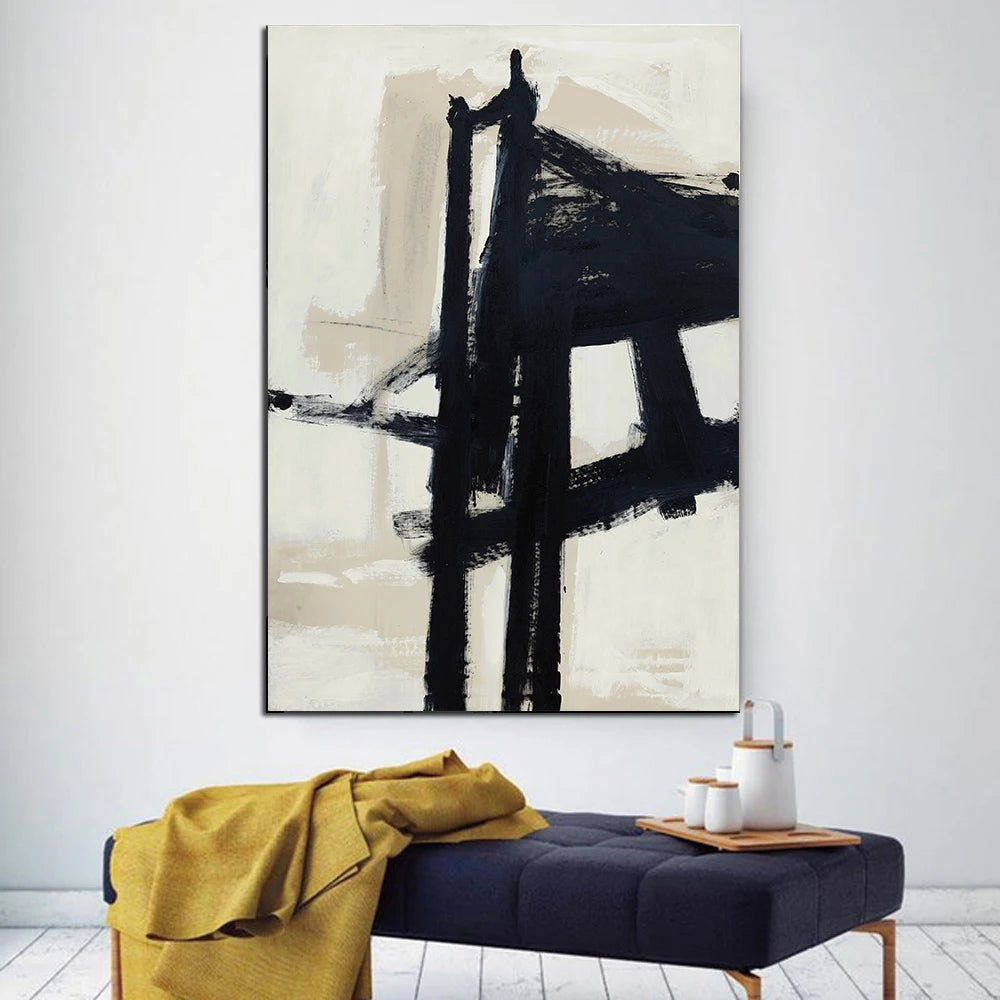 Modern Black & White Plant Canvas Poster