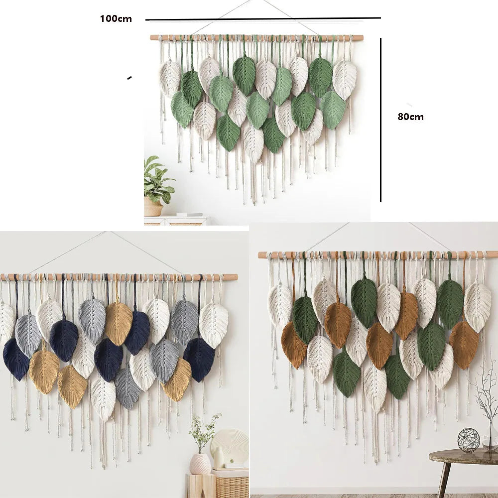Macrame Leaf Feather Wall Hanging