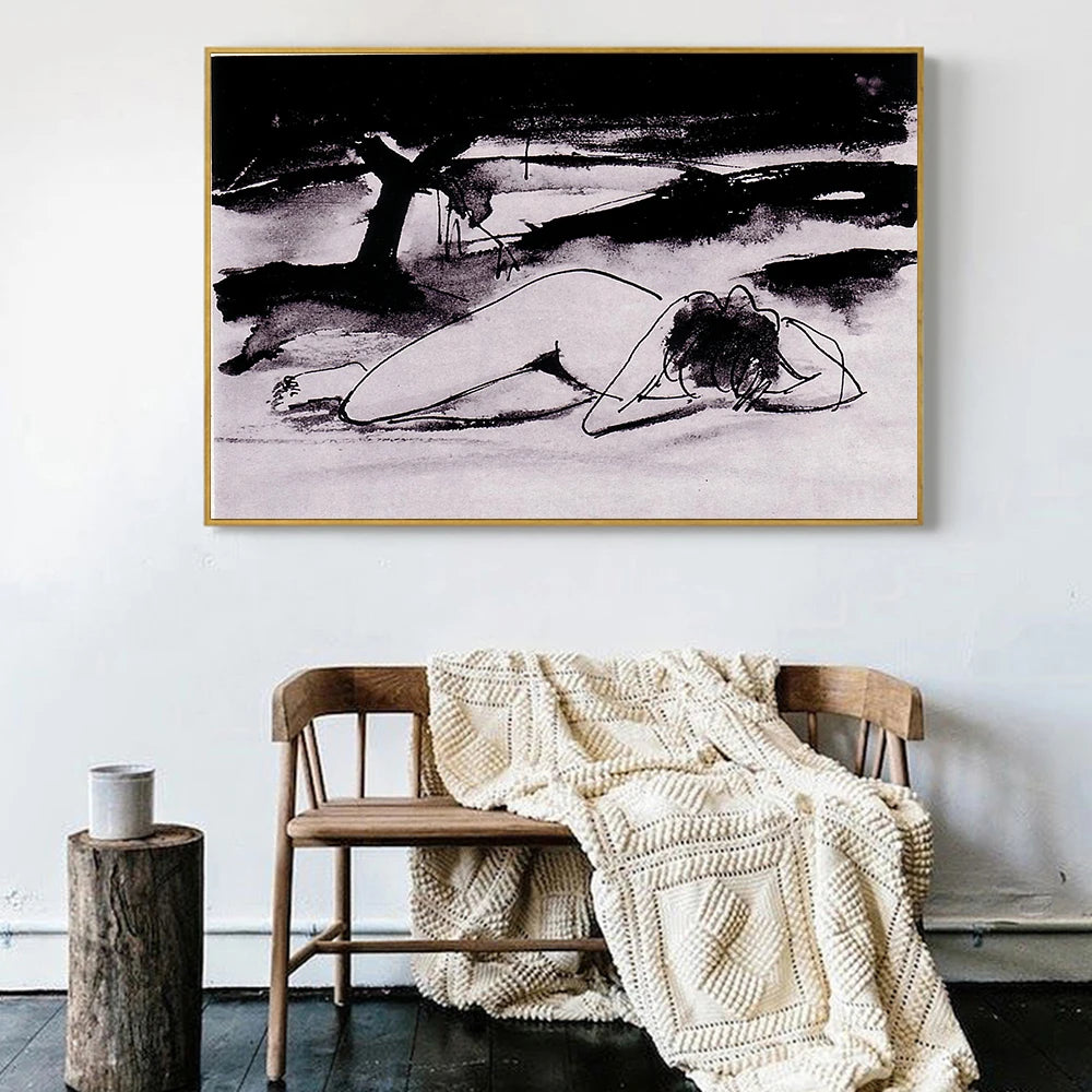 Modern Black & White Plant Canvas Poster