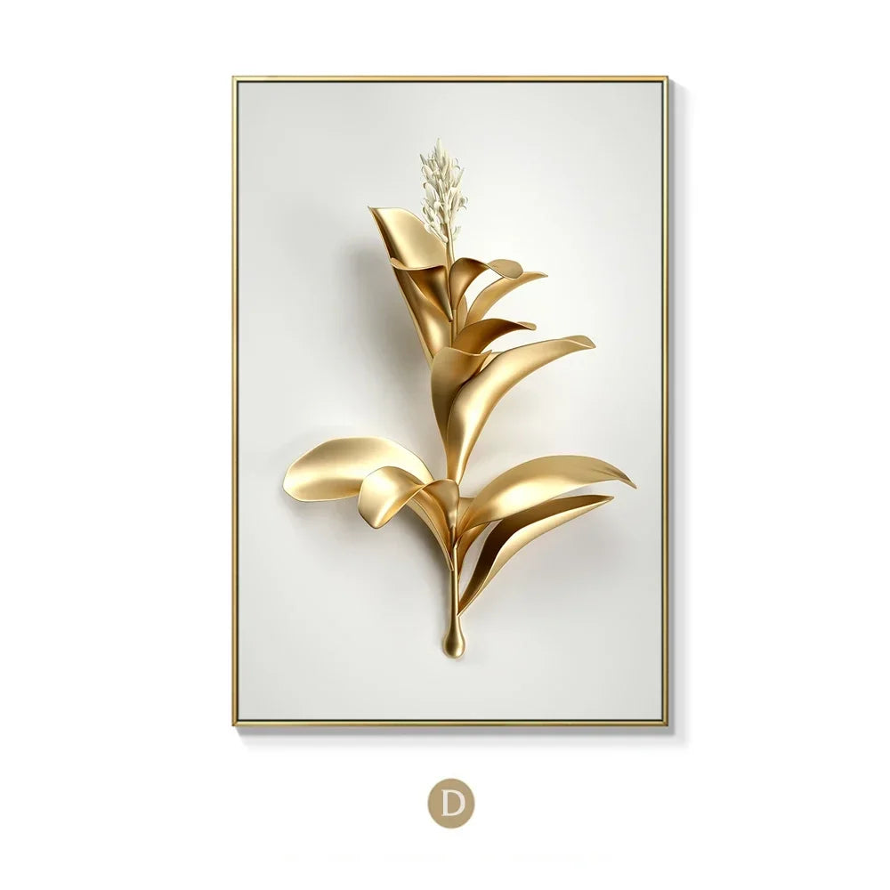 Scandinavian Gold Botanical Wall Art