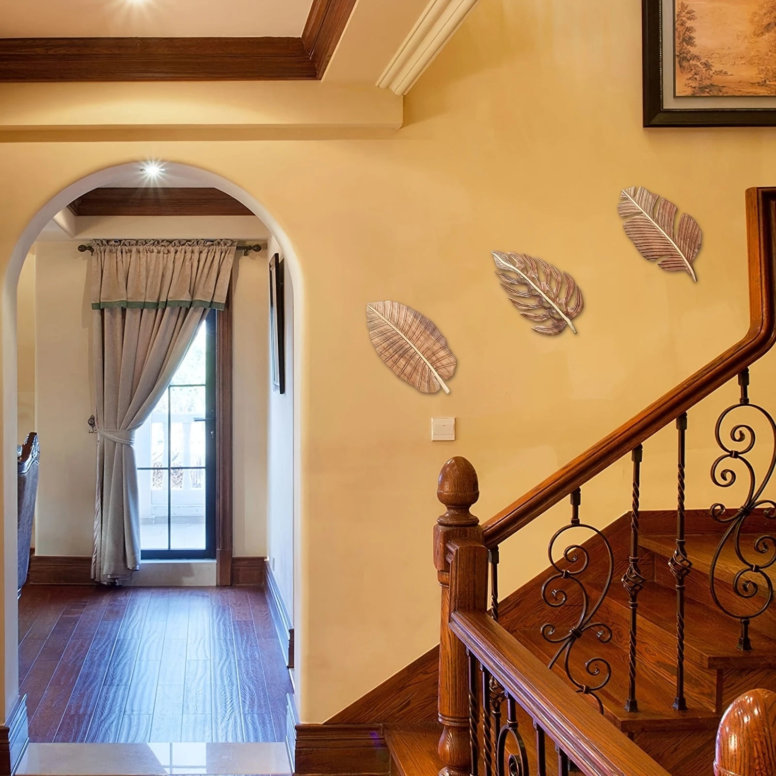 3Pcs 2D Flat Wooden Leaves Wall Art