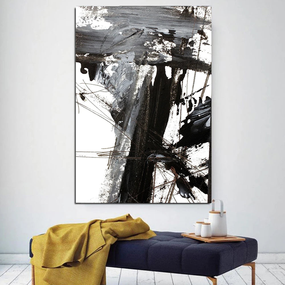 Modern Black & White Plant Canvas Poster