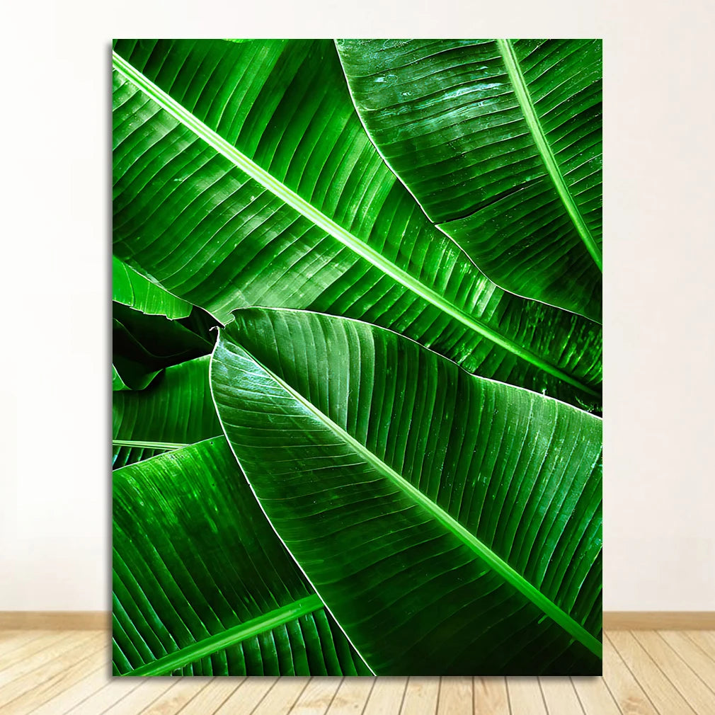 Green Monstera Palm Leaf Canvas Print