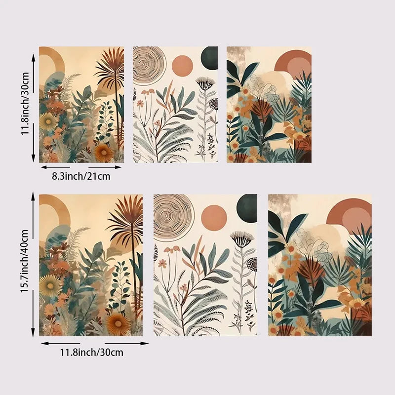3Pcs Boho Floral Canvas Poster Set