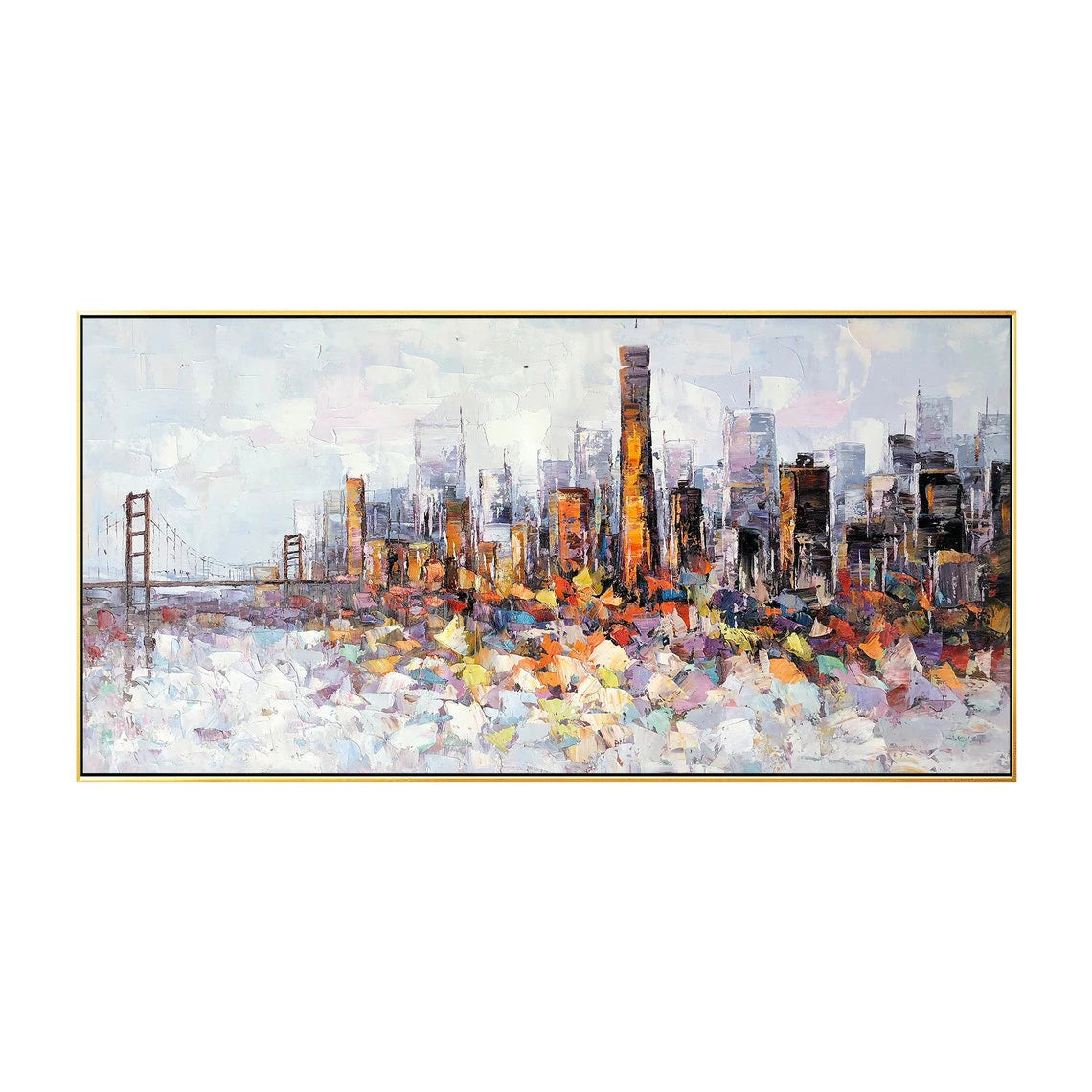 Abstract Cityscape Oil Painting Canvas