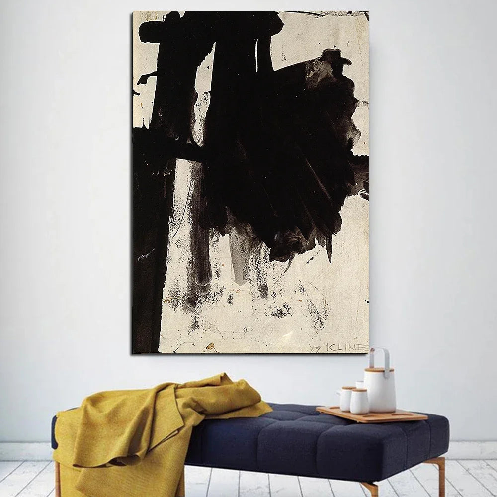Modern Black & White Plant Canvas Poster