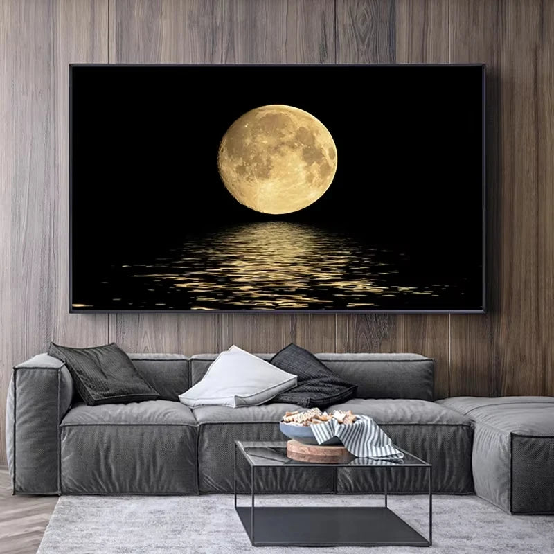 Abstract Black & White Moon Canvas Print