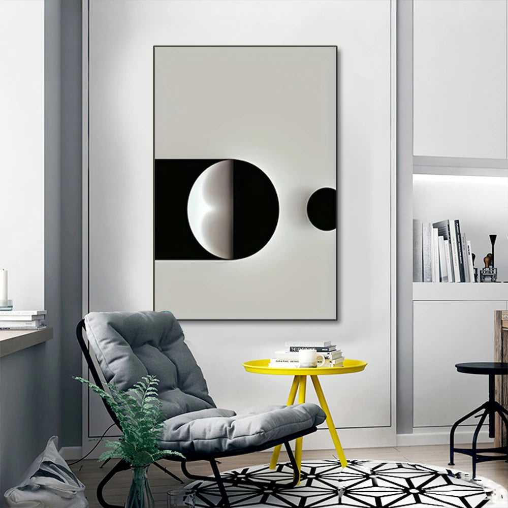 Black & White Geometric Abstract Canvas Poster