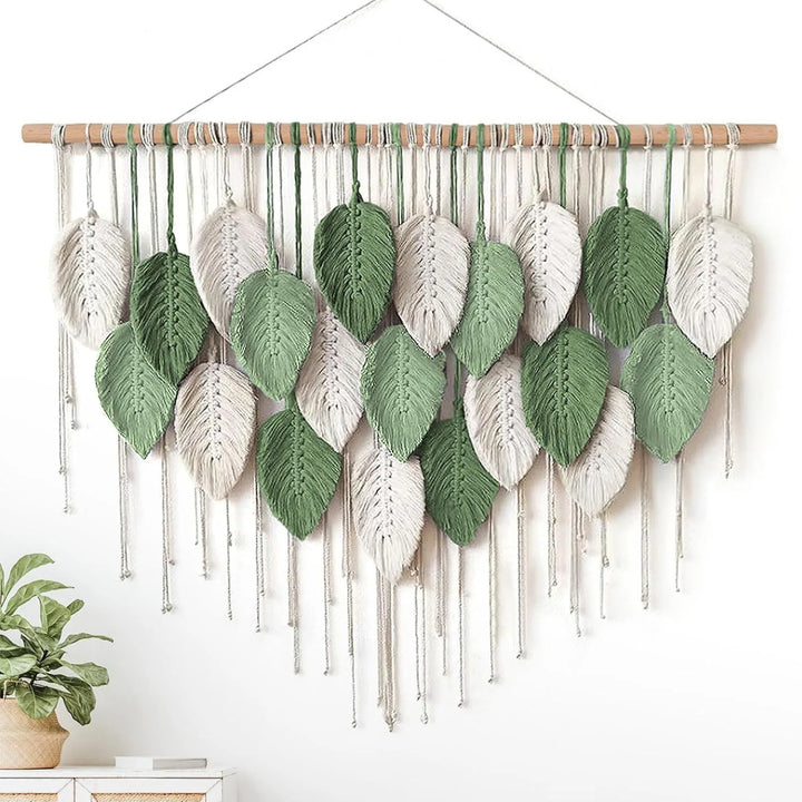 Macrame Leaf Feather Wall Hanging