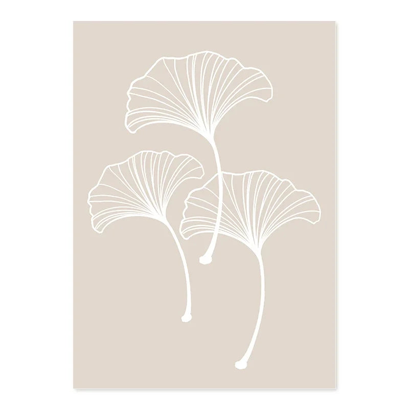 Beige Abstract Line Art Canvas Print
